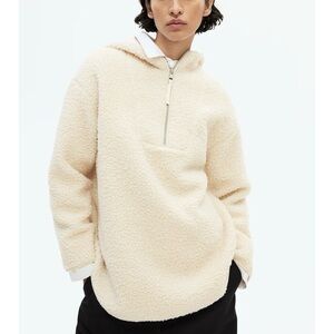 H&M Cream Sherpa Half-Zip Hoodie